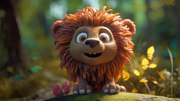 3d lion cartoon illustration