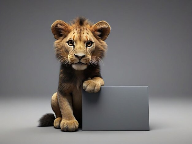 Photo 3d lion on isolated background with copy space