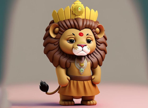 3d lion wearing Indian dress