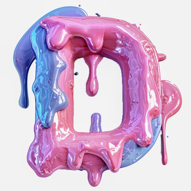 3D liquid letters A to Z dripping with cool fresh colors with transparent background