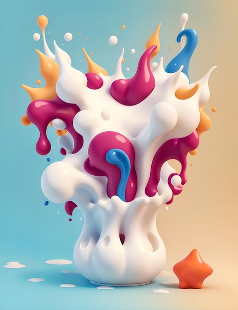 3d liquid posters with abstract shapes splash