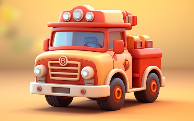 3D Little Isometric Fire Truck