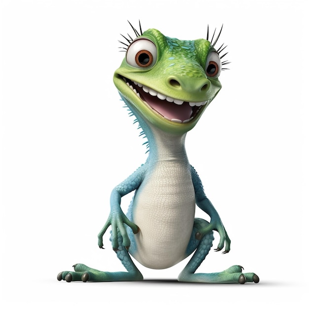 A 3D Lizard Cartoon Character A Slithering and Scaly Creature generative ai