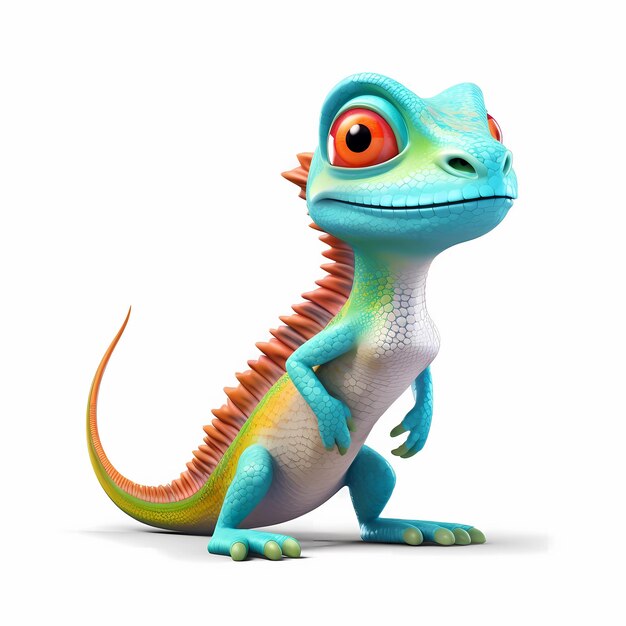 Photo 3d lizard funny cartoon character style animals