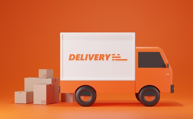 3d logistic application service concept global logistics network smartphone and packaging on pink background 3d render