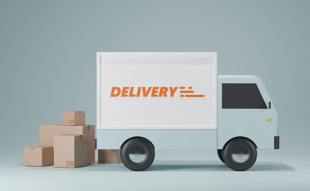 3d logistic application service concept global logistics network smartphone and packaging on pink background 3d render