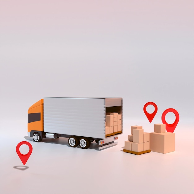 3d Logistic application service concept Global logistics network smartphone and packaging