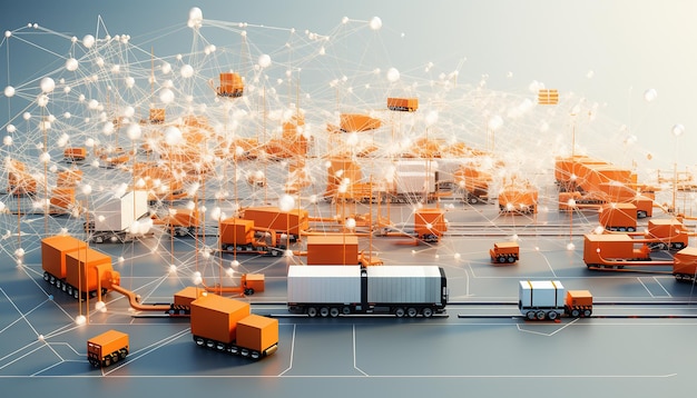 3D logistics network Global transportation connection illustration