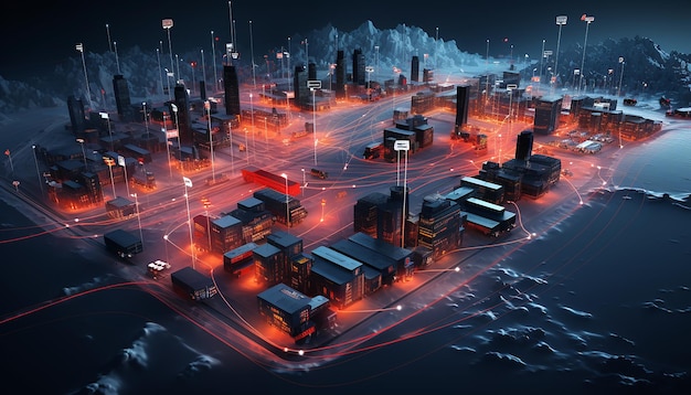 3D logistics network Global transportation connection illustration