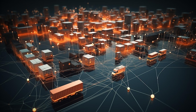 Photo 3d logistics network global transportation connection illustration