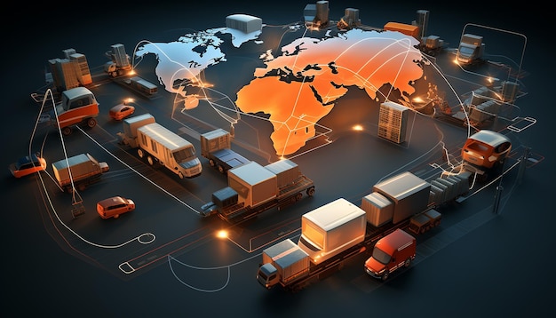 3D logistiek netwerk Wereldwijde transportverbinding illustratie