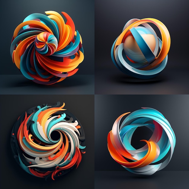 3D-logo met een unieke gekleurde spiraalvorm