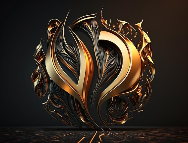 3d logo mockup golden color black backgroundGenerative AI