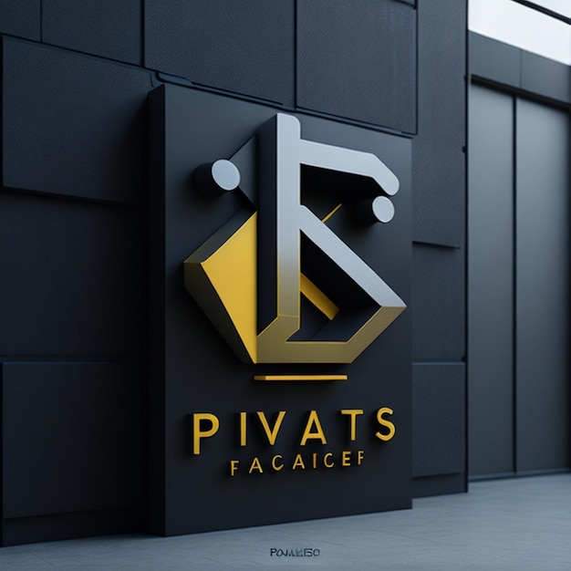 Photo 3d logo mockup modern facade sign