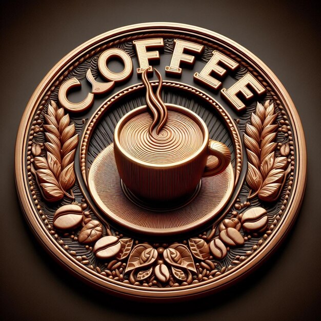 Foto 3d-logo van een koffiewinkel