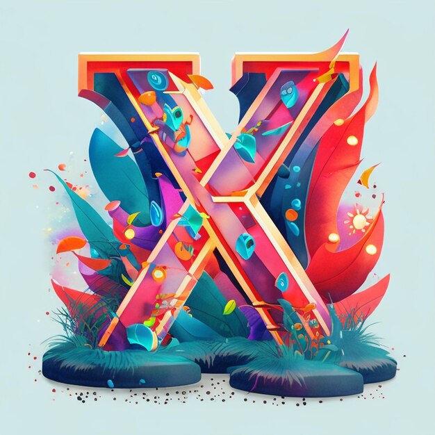 Photo 3d logo x letter