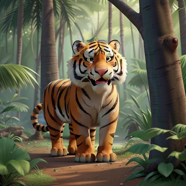 3d loin in forest