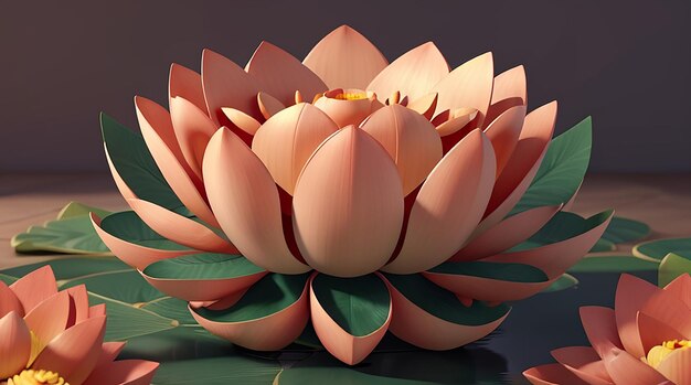 3D Lotus waterlelie bloemmotief behang ontwerp