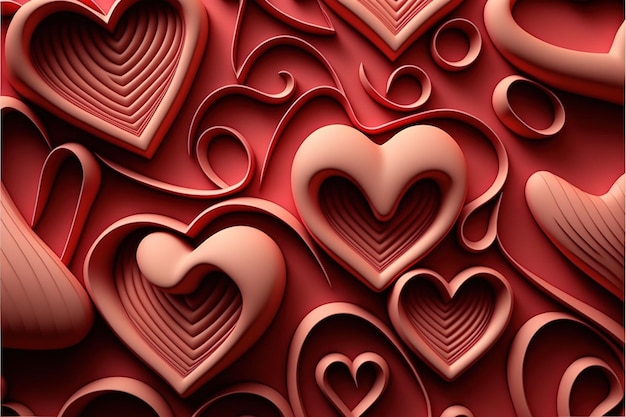 3D love heart pattern for background