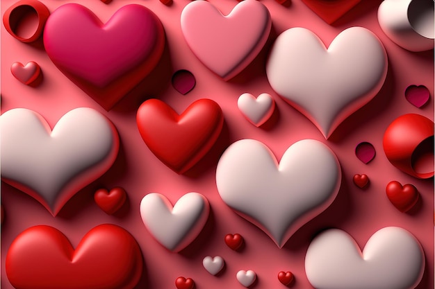 3D love heart pattern for background