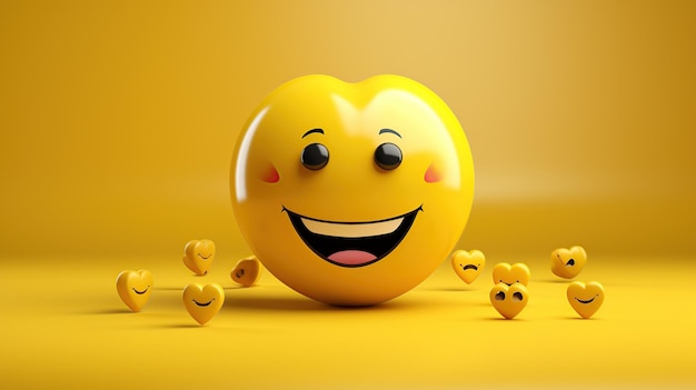 3d love laugh emoji on isolated yellow background3d love laugh emoji on isolated yellow background