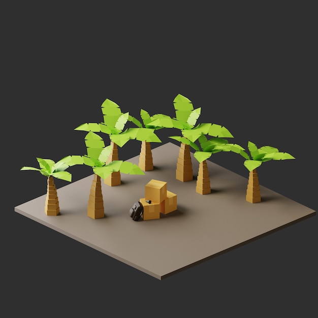 3d low poly stranded in the jungle
