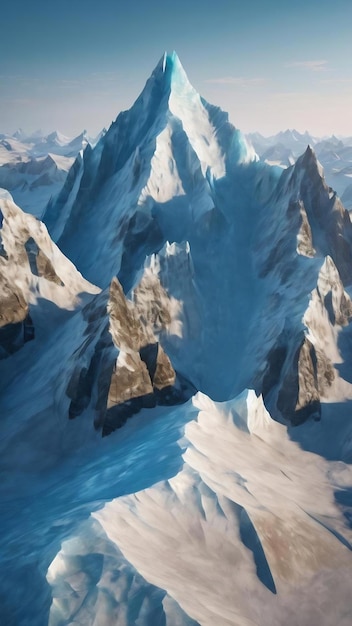 3d low polygon ice mountain glacial landform ice terrain