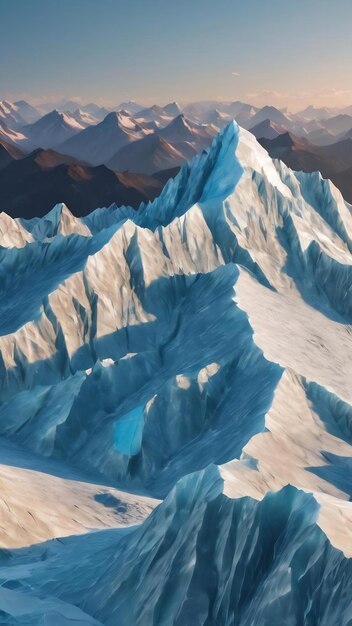 3d low polygon ice mountain glacial landform ice terrain