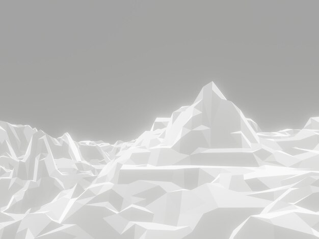 3D low polygon ice mountain Ice terrain Cold environment