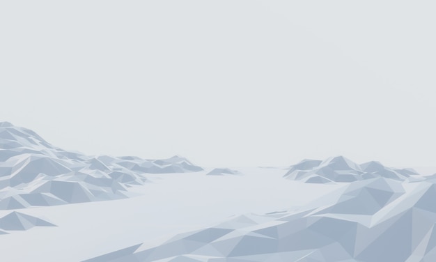 Photo 3d low polygon ice mountain.