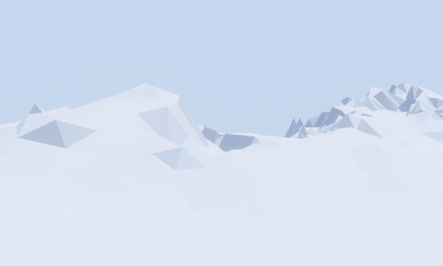 3D low polygon snow mountain