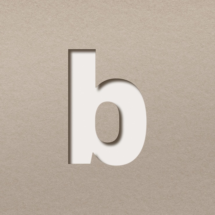 Photo 3d lowercase b png paper cut clipart font typography