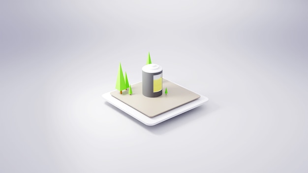 3D lowpoly-illustratie Batterij