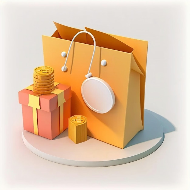 3D Loyalty program concept with gift boxes shopping bag Ai generative