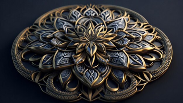 Foto 3d luxe mandala ontwerp met gratis foto achtergrond