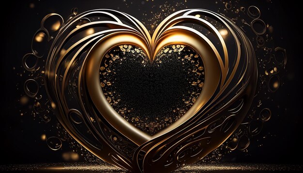 3D luxury black and gold background with shiny bokeh Generative AI