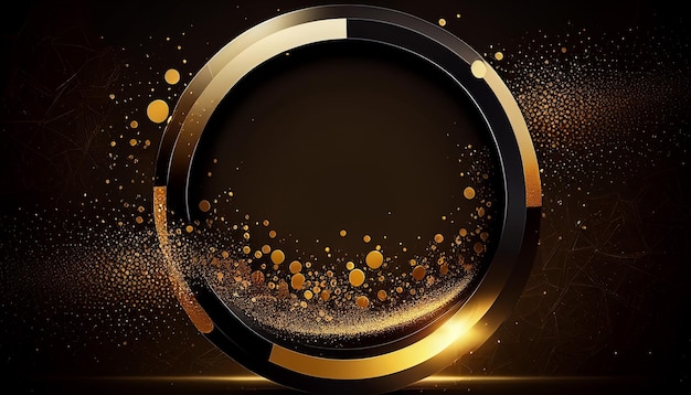 3D luxury black and gold background with shiny bokeh Generative AI