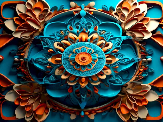 3D Luxury mandala design background in multicolor image