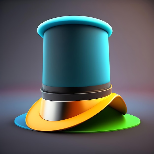 3d magic hat on plain Background