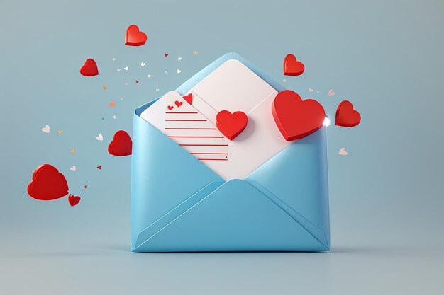 3d mail envelope icon with red heart notification new message minimal email letter with pop up speech icon happy valentine day message in love concept 3d envelope vector icon render illustration