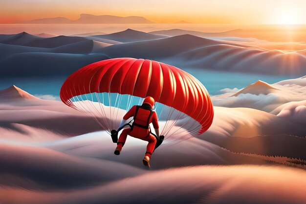 3d male cartoon character parachuting