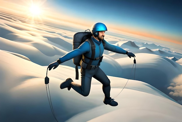 3d male cartoon character parachuting