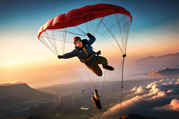 3d male cartoon character parachuting