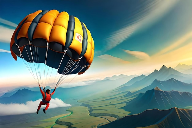 3d male cartoon character parachuting