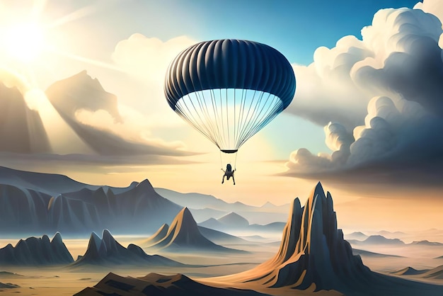 3d male cartoon character parachuting