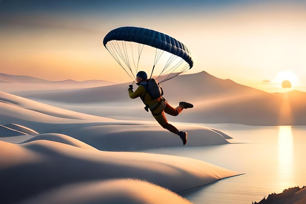 3d male cartoon character parachuting