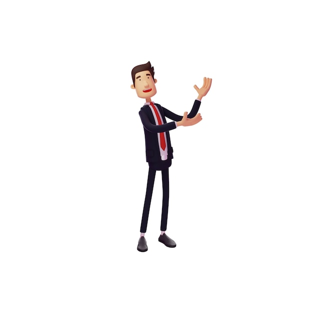 3D Male Cartoon Character with explaining gesture