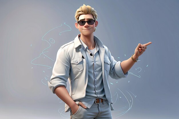 3d male character acting cool