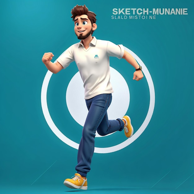 3d male character running alone