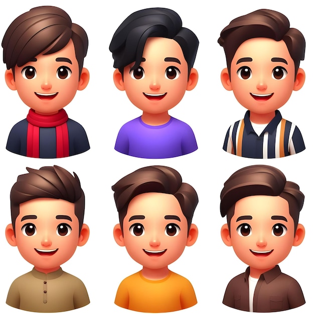 3d male profile icons